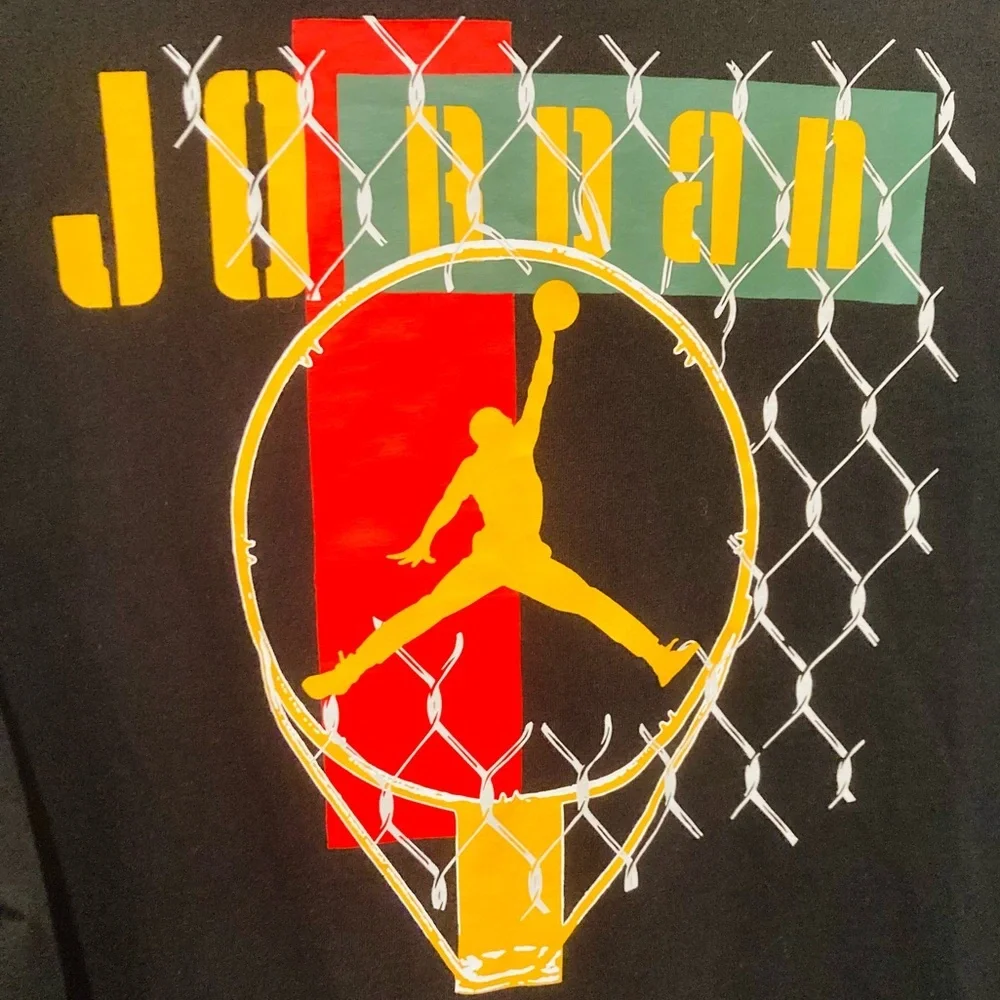 NWOT Air Jordan Black Long Sleeve Tee size M Designs on‎ front and back